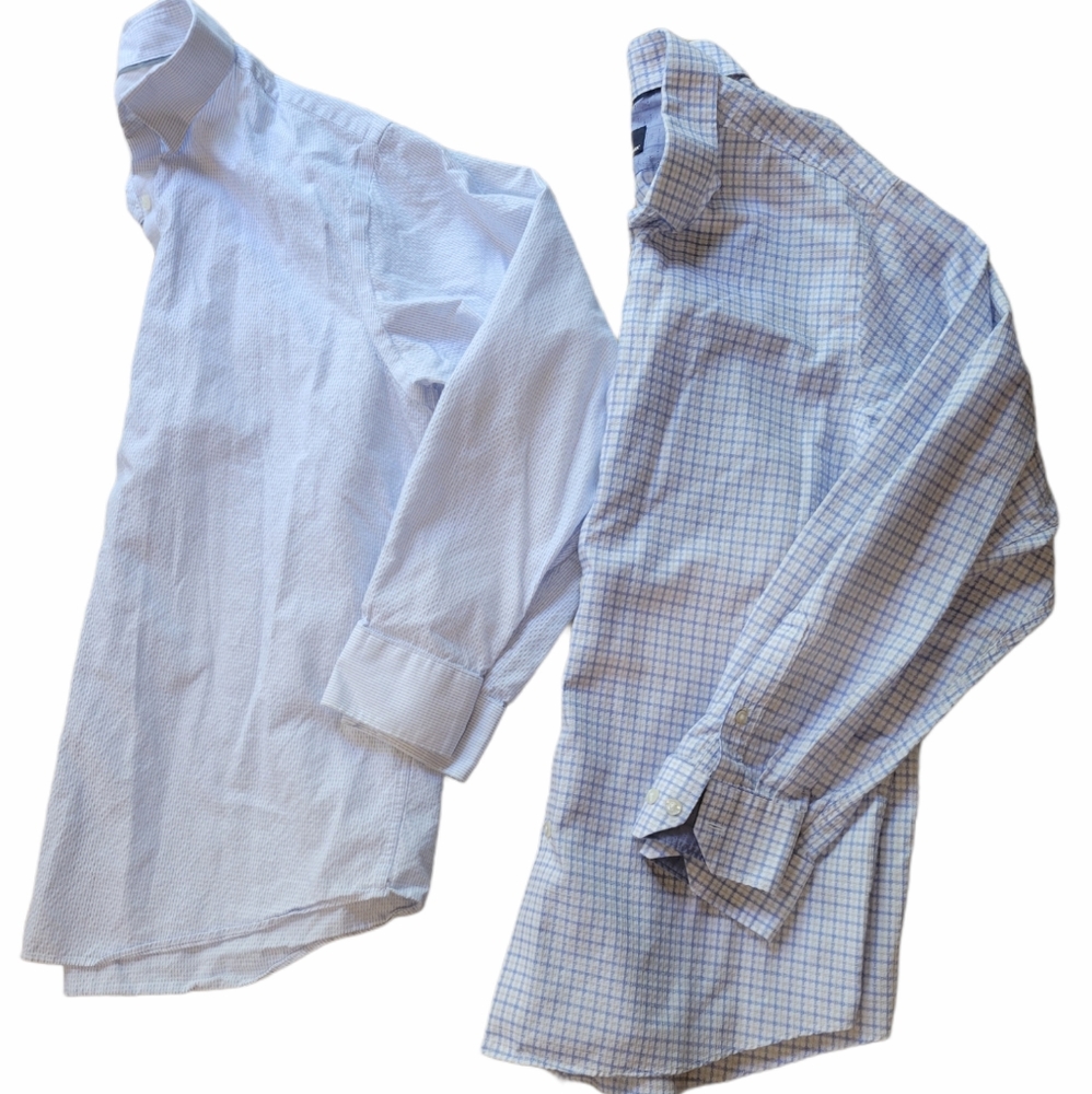 2 shirt LOT Hart Schaffner Marx Buttondown Dress Shirts sz L